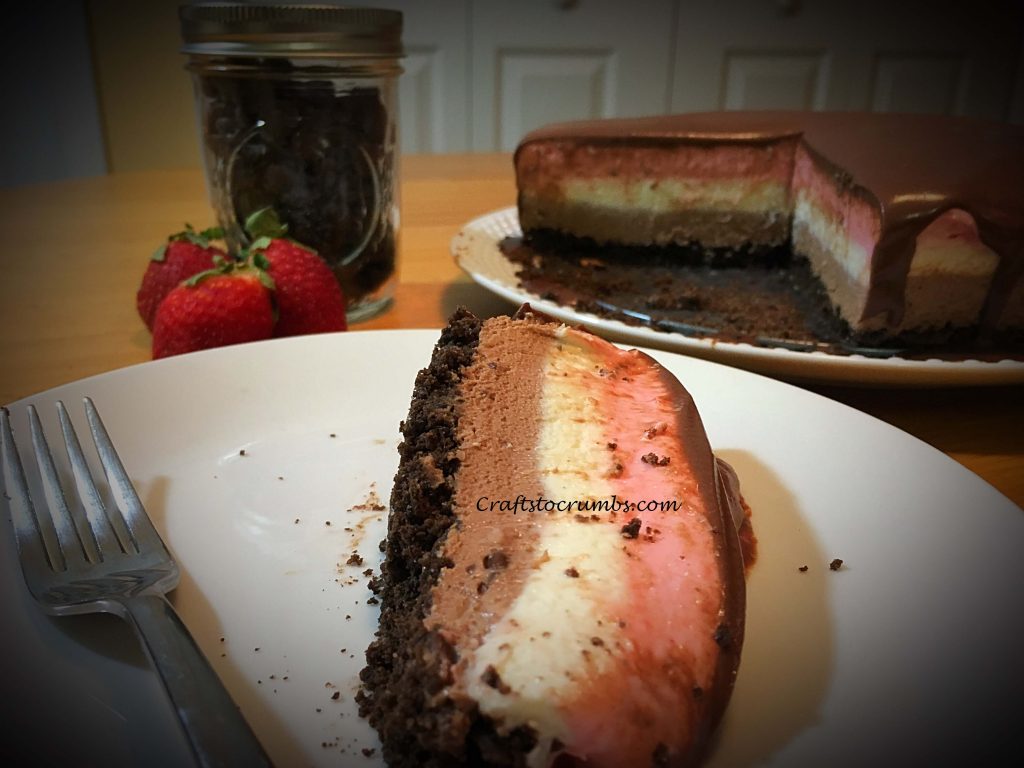 Crafts to Crumbs No Bake Neapolitan Cheesecake